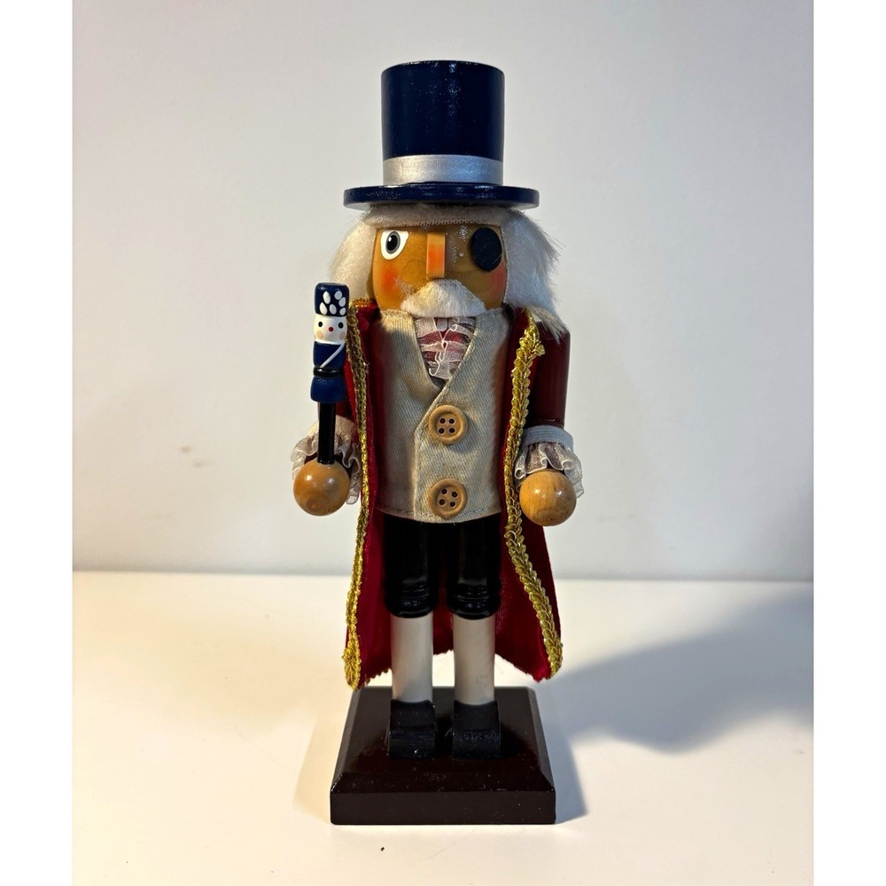Christmas Nutcracker Wooden Soldier Figurine Top Hat Red Cape 10 in